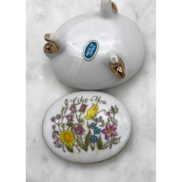 Small Floral Trinket Ring Box Gold Trim Friendship Japan Porcelain Wildflowers - Picture 8 of 9